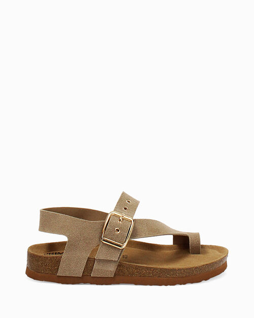Sandali bio taupe con suola comfort, TAUPE