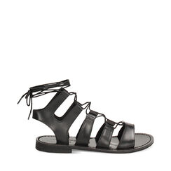 Sandalias bajas de mujer negras en vacchetta, Primadonna, 25B814004VANERO036, 001a
