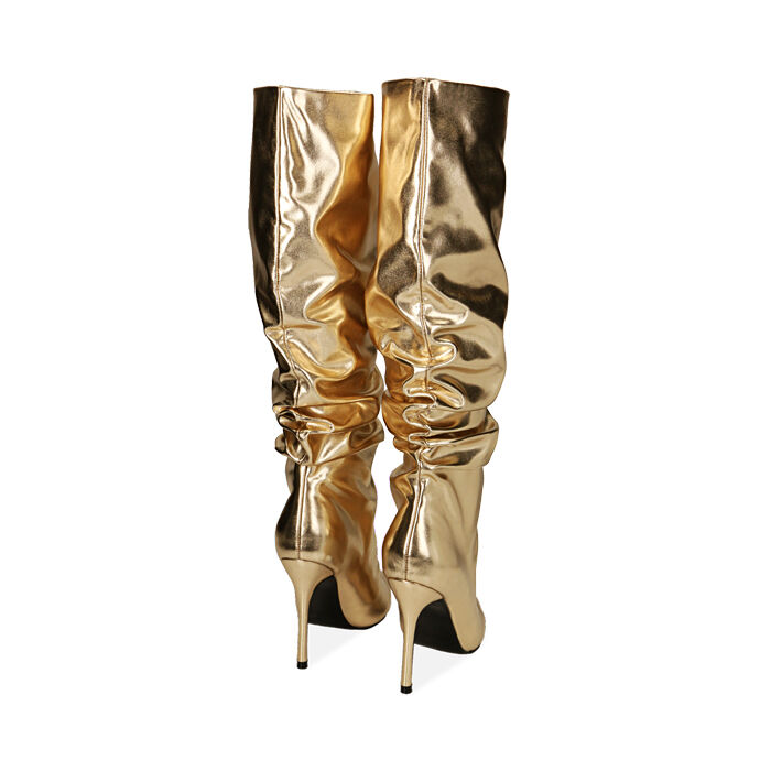 Stivali donna oro laminato tacco 10 5 cm Primadonna Collection