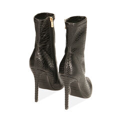Ankle boots neri stampa pitone, tacco 11 cm , Primadonna, 204966310PTNERO035, 003 preview