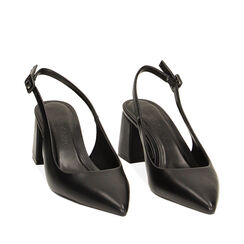 Décolleté slingback nere, tacco 6 cm, Primadonna, 232121506EPNERO038, 002a