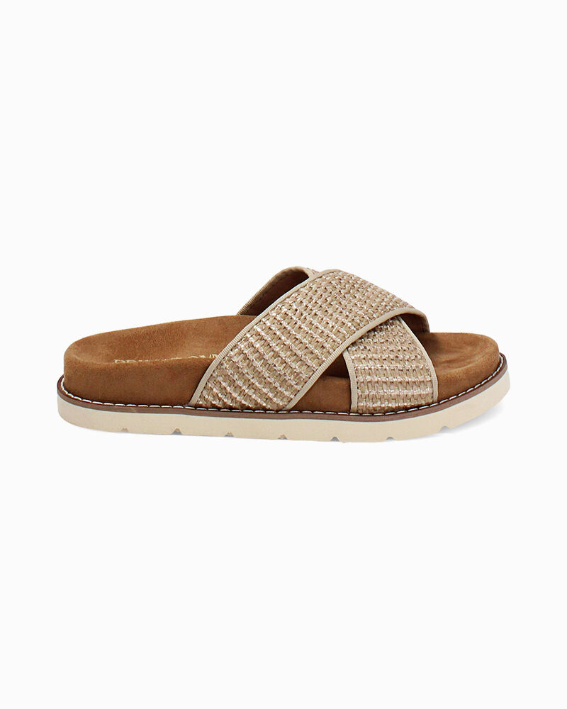 Sandali bassi donna beige in raffia image number null