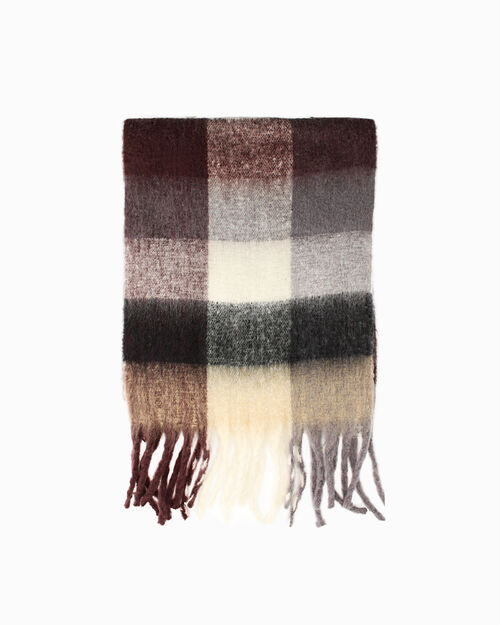 Beige-multicolor scarf with fringes, MULTI COLOR