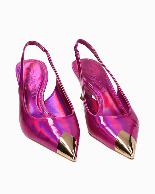 D&eacute;collet&eacute; slingback specchio fucsia, tacco 6 cm, FUCHSIA