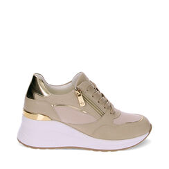 Sneakers beige con zeppa, Primadonna, 232850910EPBEIG035, 001a