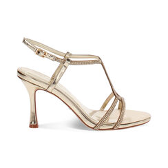 Sandalo donna oro in laminato, tacco 8,5 cm, Primadonna, 254947875LPOROG035, 001 preview