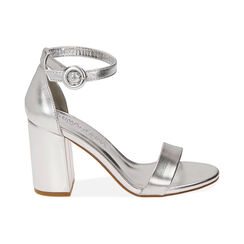 Sandalias plata laminada, tacón 9 cm, Special Price, 192783414LMARGE036, 001 preview