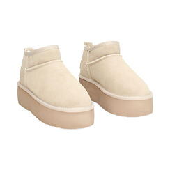 Bottines d'hiver beige en daim avec talon de 4,5 cm, Primadonna, 26N801251CMBEIG035, 003 preview