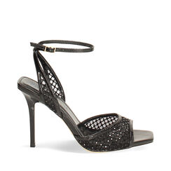 Sandales noires avec pierres talon 9,8 cm, Primadonna, 272131309TRNERO035, 001a