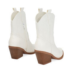 Bottines texanes blanches talon 6,5 cm, Chaussures, 273079111EPBIAN035, 004 preview