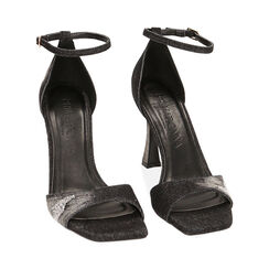 Sandali neri in tessuto, tacco 9,5 cm, Primadonna, 212127725TSNERO036, 002 preview