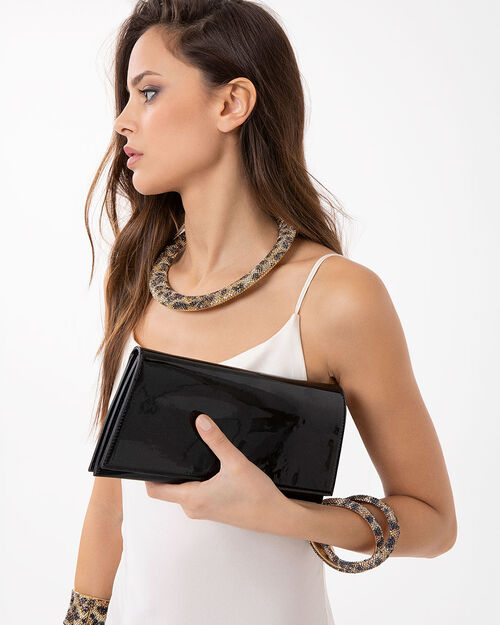 Pochette nera con tracolla removibile, NERO