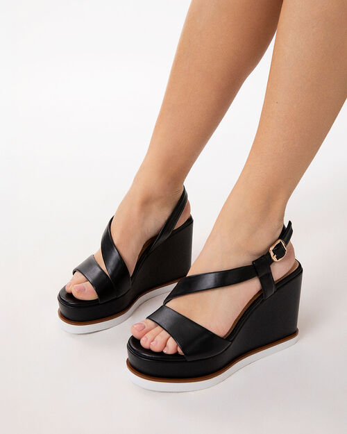 Zeppe nere tacco 10 cm, BLACK