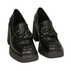 Mocassini platform neri, tacco 8,5 cm , Primadonna, 20L420081EPNERO036, 002a