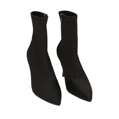 Ankle boots neri in tessuto, tacco 8,5 cm, Primadonna, 222162809LYNERO035, 002a