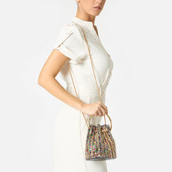 Mini sac femme multicolore en laminé avec pierres, Primadonna, 255126255LPMULTUNI, 002a