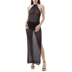 Vestito lungo nero macramè, Primadonna, 21B492610TSNEROUNI, 001a