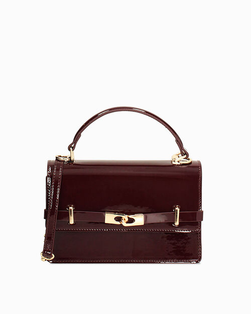 Mini bag burdeos con bandolera removible, BURGUNDY