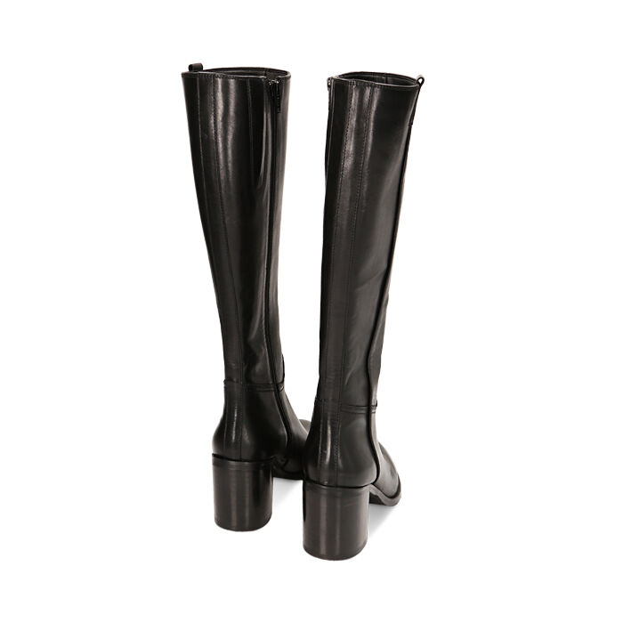 Stivali donna neri in pelle tacco 7 7 cm Primadonna Collection