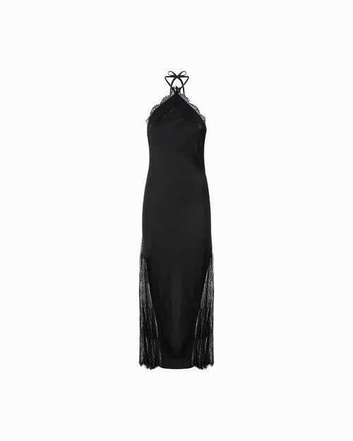 Vestito nero elegante con dettagli raffinati, BLACK