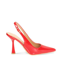 Décolleté slingback donna rosse in vernice, tacco 7,5 cm, Primadonna, 254912902VEROSS035, 001a