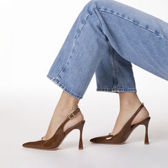 D&eacute;collet&eacute; marroni tacco 9.5 cm, Scarpe, 272141201VEMARR035, 002a