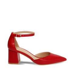 D&eacute;collet&eacute; open shank donna rosse, tacco largo 6,5 cm, Primadonna, 252121505EPROSS040, 001a