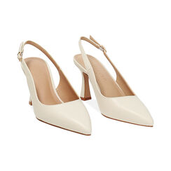 Décolleté slingback donna panna, tacco 8 cm, Primadonna, 254902503EPPANN036, 003 preview