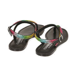 Sandali con strass nero in camoscio, Primadonna, 19A908154CMNERO036, 004 preview