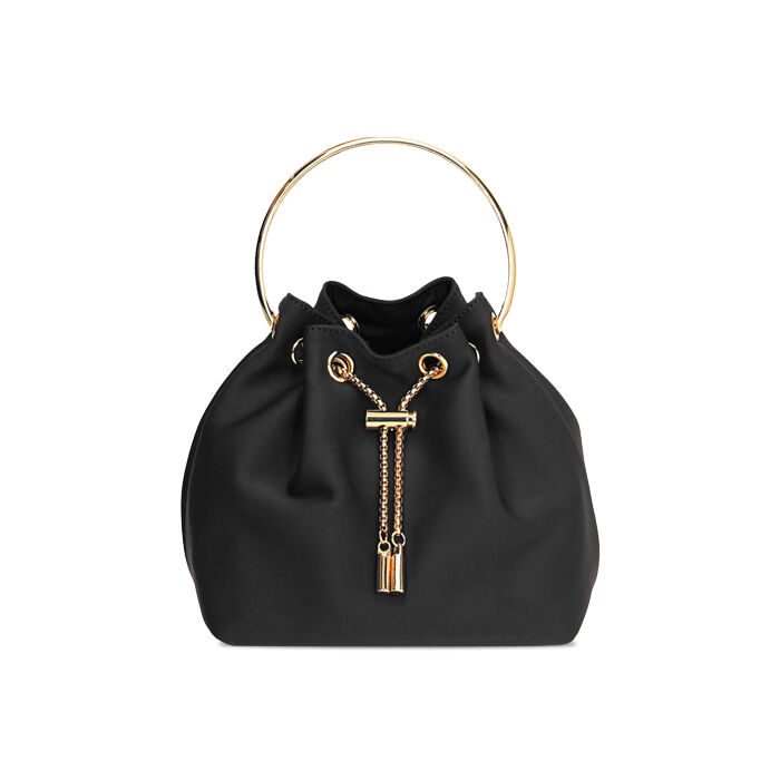 Mini bag nera da donna con manico oro, Primadonna, 261751126LYNEROUNI