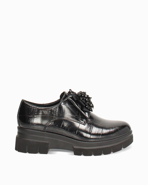 CHAUSSURES POUR FEMMES OXFORD SYNTHETIQU, BLACK