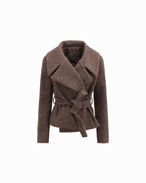 Veste marron avec ceinture pour femme, BROWN