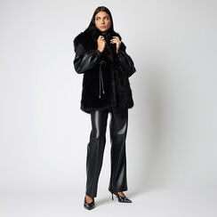 Cappotto smanicato in faux fur nero, Primadonna, 266500477FUNEROM, 002a