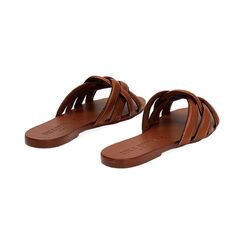 Sandalias planas para mujer en color coñac de piel, Primadonna, 256704443PECOGN036, 004 preview