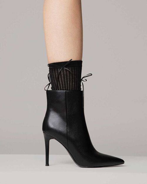 Botines negros con tac&oacute;n de 9,5 cm, BLACK