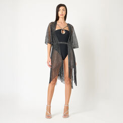 Poncho donna nero-argento in tessuto, Primadonna, 25B450210TSNEARUNI, 002a