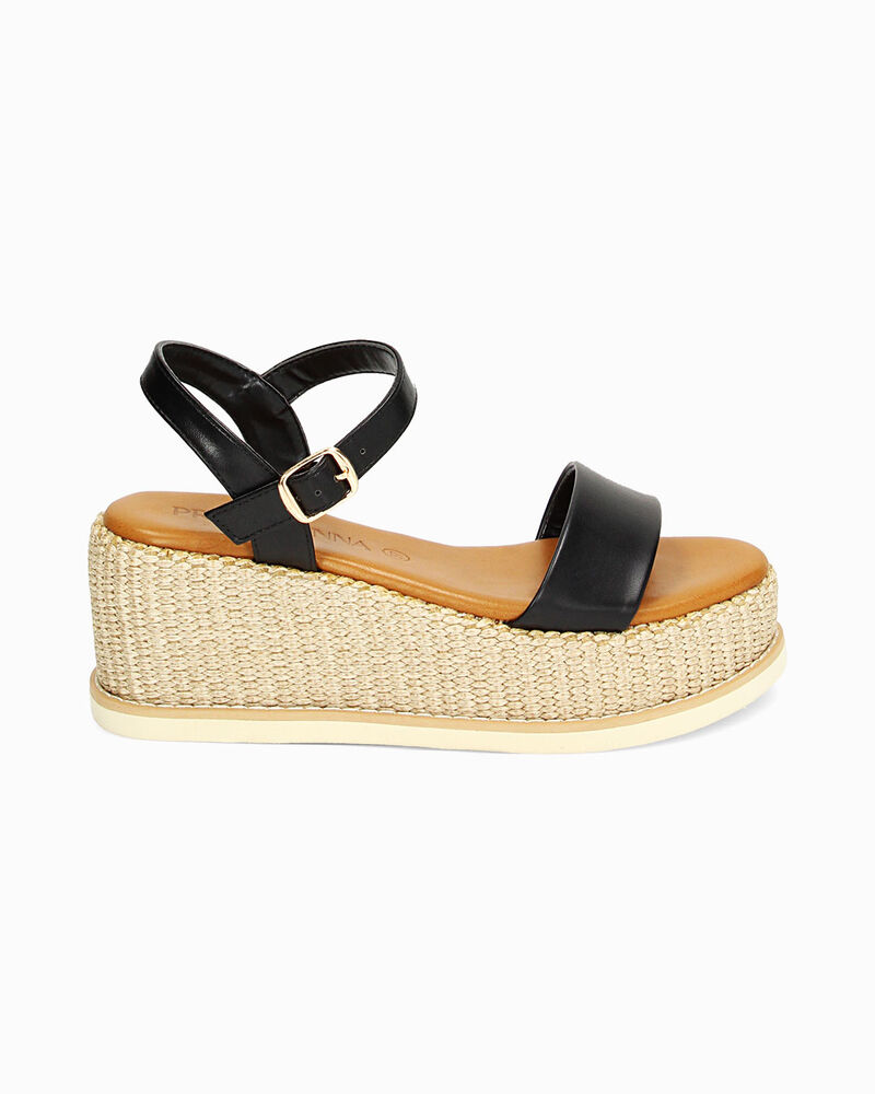 Zeppe nere, platform rafia 6,5 cm,  image number null