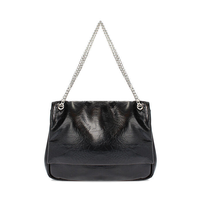 Borsa a spalla nera in crack Primadonna Collection
