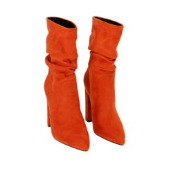 Ankle boots arancio in microfibra, tacco 10,5 cm , SALDI, 182134130MFARAN035, 002a