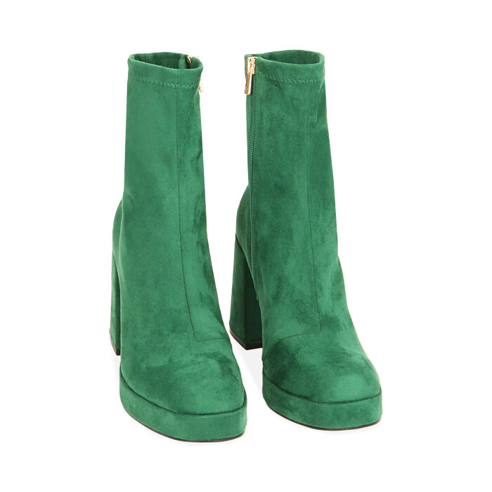 Ankle boots donna platform verdi in microfibra tacco 9 5 cm