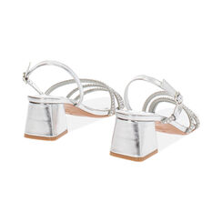Sandalo donna argento con pietre, tacco largo 5,5 cm, Primadonna, 254941776LPARGE035, 004 preview