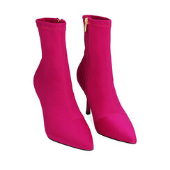 Ankle boots fucsia in lycra, tacco 8,5 cm , 182162809LYFUCS035, 002a