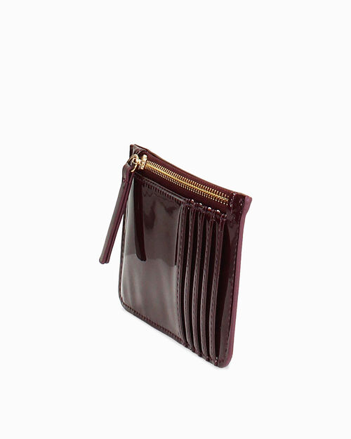 Portafoglio bordeaux con zip dorata, BURGUNDY