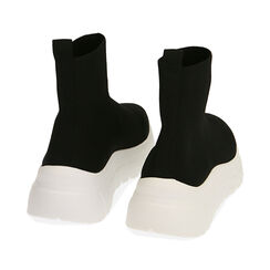 Slip-on en tissu noir, compensé de 5 cm, Primadonna, 202835531TSNERO035, 003 preview
