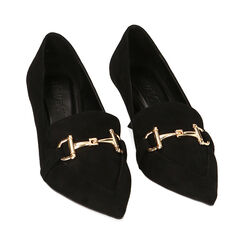 Mocasines negros de microfibra, tacòn 5,7 cm, Primadonna, 224934980MFNERO036, 002 preview