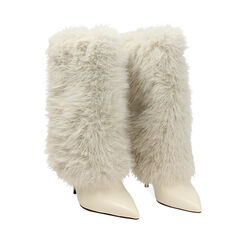 Tronchetti panna con tacco 10,7 cm e pelo sintetico, Primadonna, 262102088FUPANN037, 004 preview