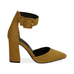 D&eacute;collet&eacute; gialle in microfibra, tacco 9,50 cm , Scarpe, 144895575MFGIAL037, 001 preview