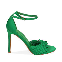 Sandali verdi in lycra, tacco 10,5 cm , 192131028LYVERD037, 001a