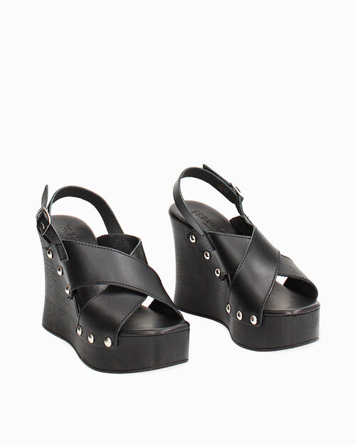 Zuecos negros de cuero, BLACK