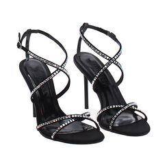 Sandali neri con pietre tacco 9,6 cm, Primadonna, 272126910RPNERO035, 003 preview